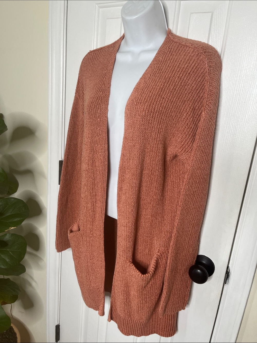Open Front Long Cardigan Terra Cotta Light Orange Universal Thread Medium